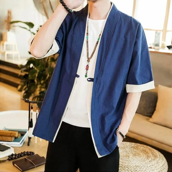 cardigan kimono hombre azul hideki 4