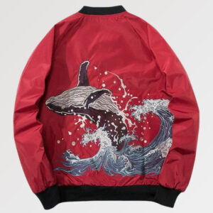 chamarra bomber roja the whale