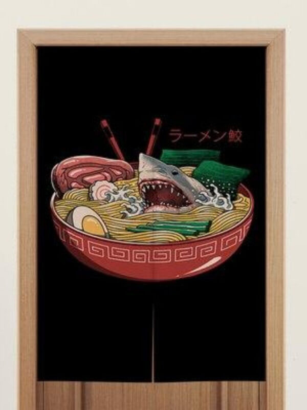 cortinas japonesas noren shark ramen