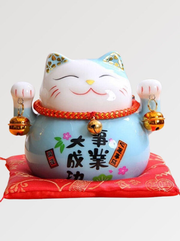 gato de la fortuna maneki neko piggy bank blue