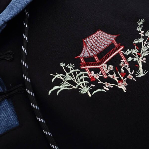 hoodie negra floral sakura patchwork 4