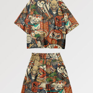 kimono set daruma x neko