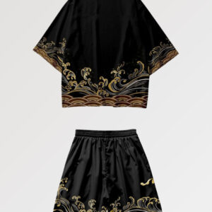 kimono set gold wave