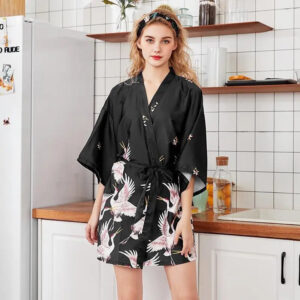 pijama mujer estilo kimono negro