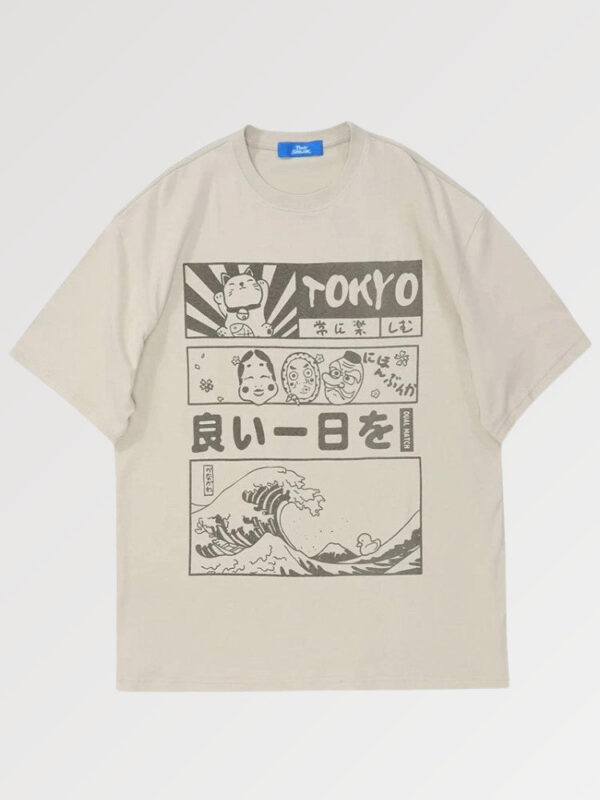 playera blanca oversized japanese the storm