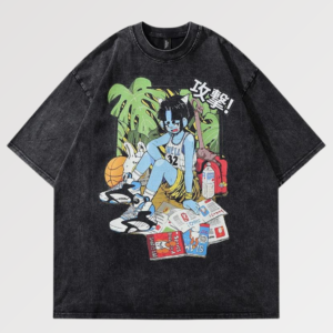 playera negra japanese drawing towada