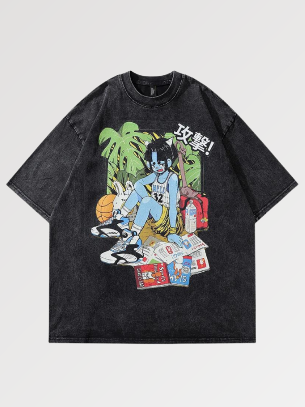 playera negra japanese drawing towada