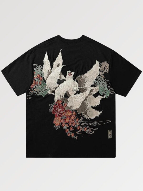 playera negra japanese embroidered kadoma