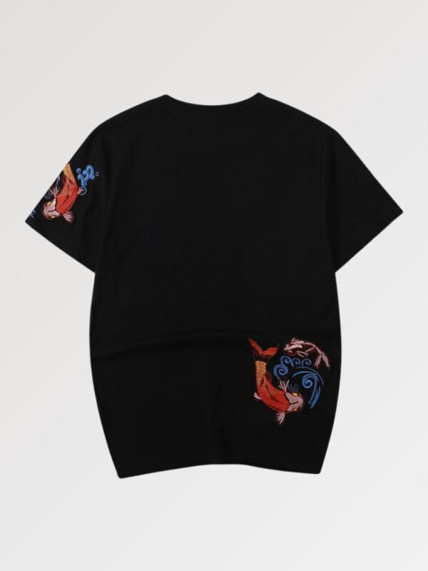 playera negra japanese koi fish sakana embroidered 2