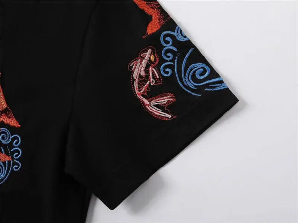 playera negra japanese koi fish sakana embroidered 4