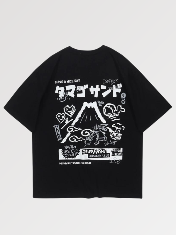 playera negra japanese pattern kitagoya