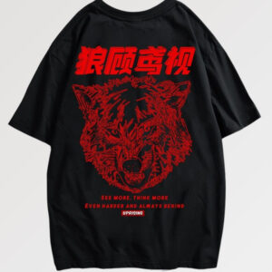 playera negra japanese writing wolfstrike