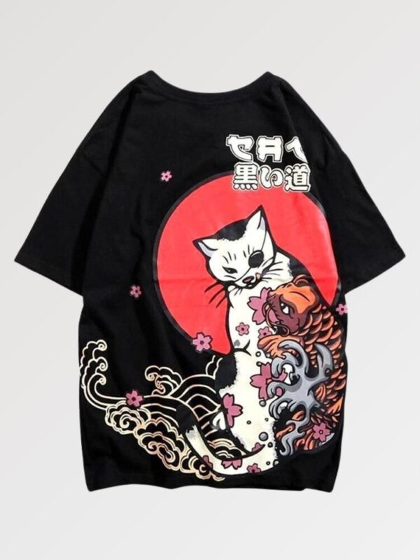 playera negra maneki neko neko x koi