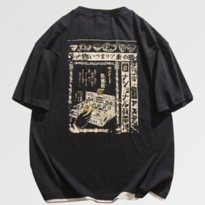 playera negra vintage japanese sayama