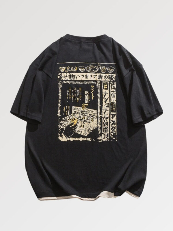 playera negra vintage japanese sayama