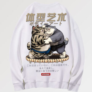 sudadera blanca gatitos gordos hamatesano