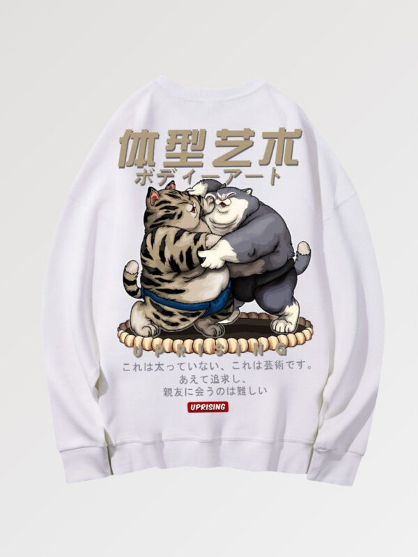 sudadera blanca gatitos gordos hamatesano